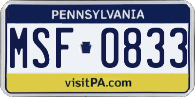 PA license plate MSF0833