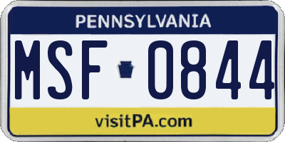 PA license plate MSF0844
