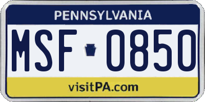 PA license plate MSF0850