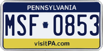 PA license plate MSF0853