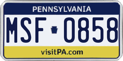 PA license plate MSF0858