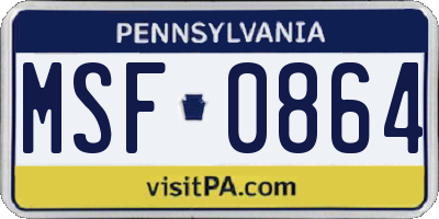 PA license plate MSF0864