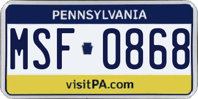 PA license plate MSF0868