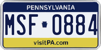 PA license plate MSF0884