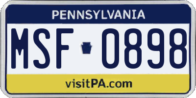 PA license plate MSF0898