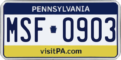 PA license plate MSF0903