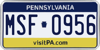 PA license plate MSF0956