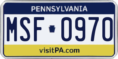 PA license plate MSF0970