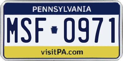 PA license plate MSF0971