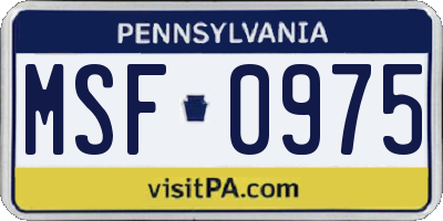 PA license plate MSF0975