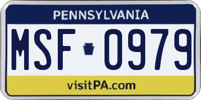 PA license plate MSF0979