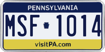 PA license plate MSF1014