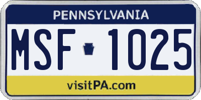 PA license plate MSF1025