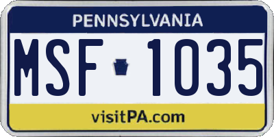PA license plate MSF1035