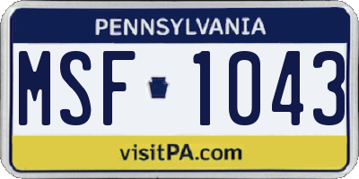 PA license plate MSF1043