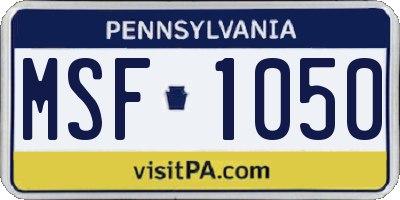 PA license plate MSF1050