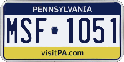 PA license plate MSF1051