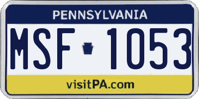 PA license plate MSF1053