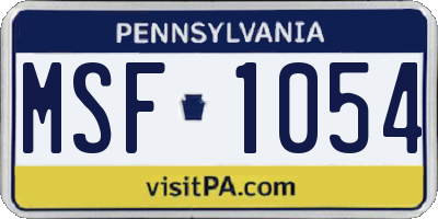 PA license plate MSF1054