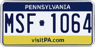 PA license plate MSF1064