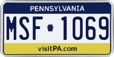 PA license plate MSF1069