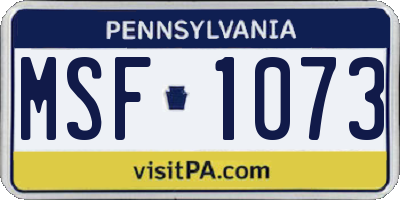 PA license plate MSF1073