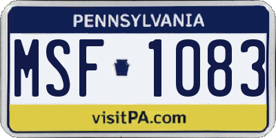 PA license plate MSF1083