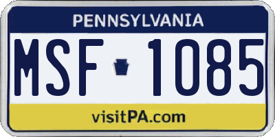 PA license plate MSF1085