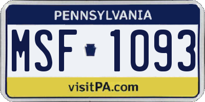 PA license plate MSF1093
