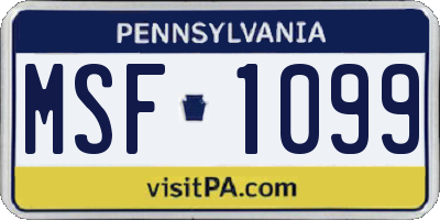 PA license plate MSF1099