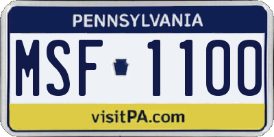 PA license plate MSF1100