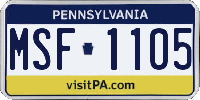 PA license plate MSF1105