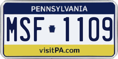 PA license plate MSF1109