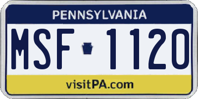 PA license plate MSF1120