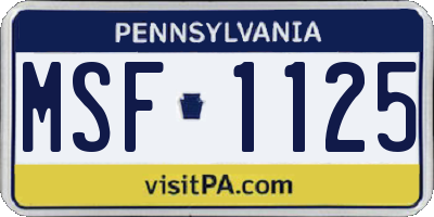 PA license plate MSF1125