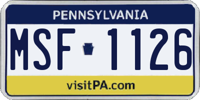 PA license plate MSF1126