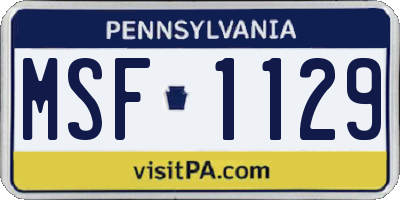 PA license plate MSF1129