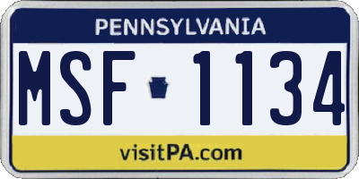PA license plate MSF1134