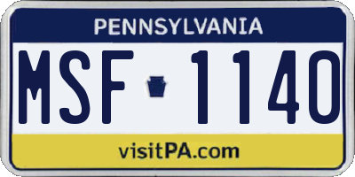PA license plate MSF1140