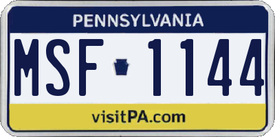 PA license plate MSF1144