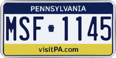 PA license plate MSF1145