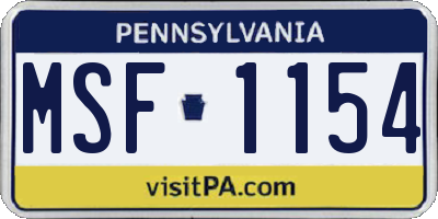 PA license plate MSF1154