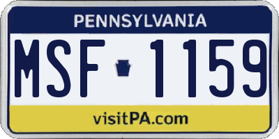 PA license plate MSF1159