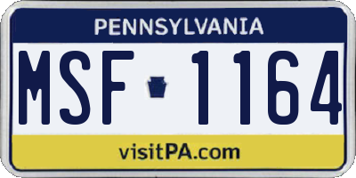 PA license plate MSF1164