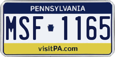 PA license plate MSF1165
