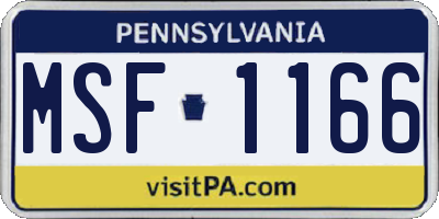PA license plate MSF1166