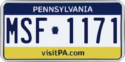 PA license plate MSF1171