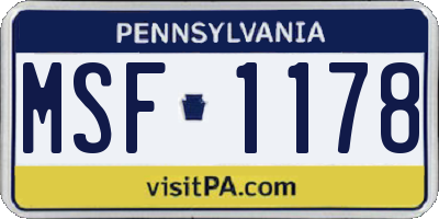 PA license plate MSF1178