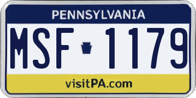 PA license plate MSF1179