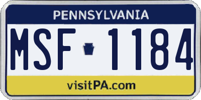 PA license plate MSF1184